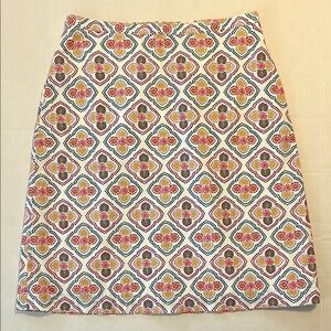 Boden A-Line Skirt Womens Size 2P 100% Cotton Zipper Colorful Work Feminine